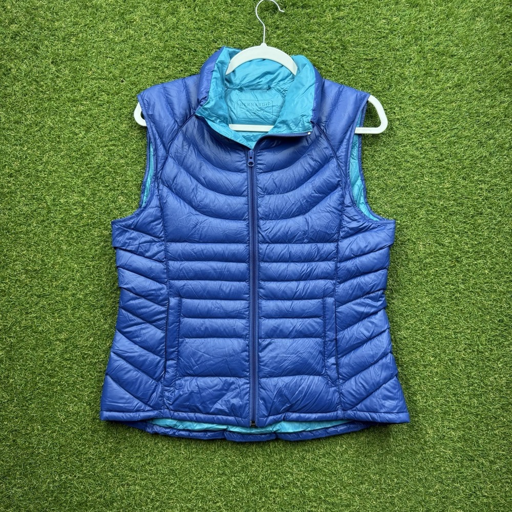 Bernardo Goose Down Puffer Vest Womens Medium Blue Lightweight Packable Quilted